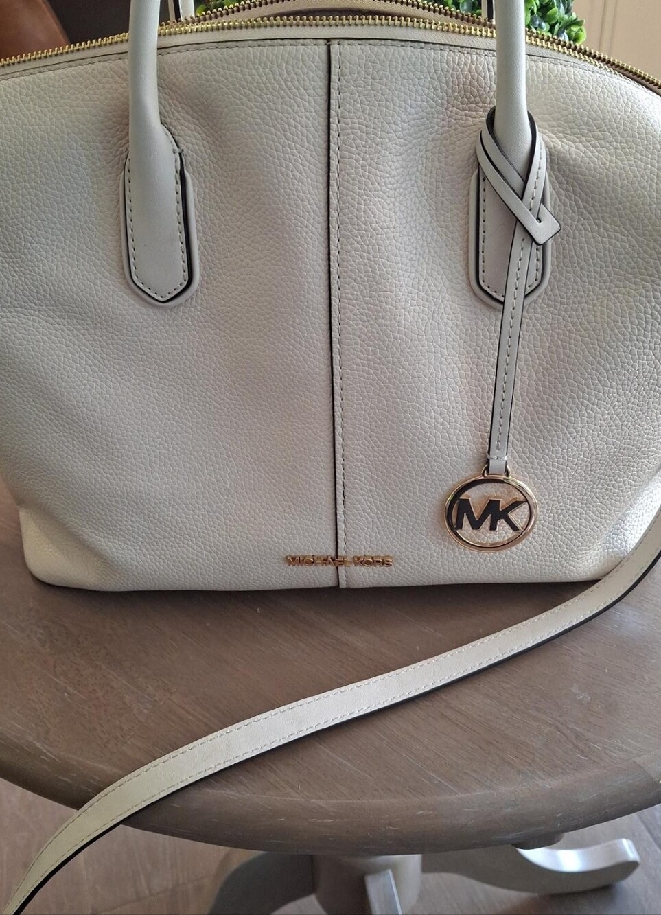 Michael Kors White Pebbled Leather Crossbody Satchel